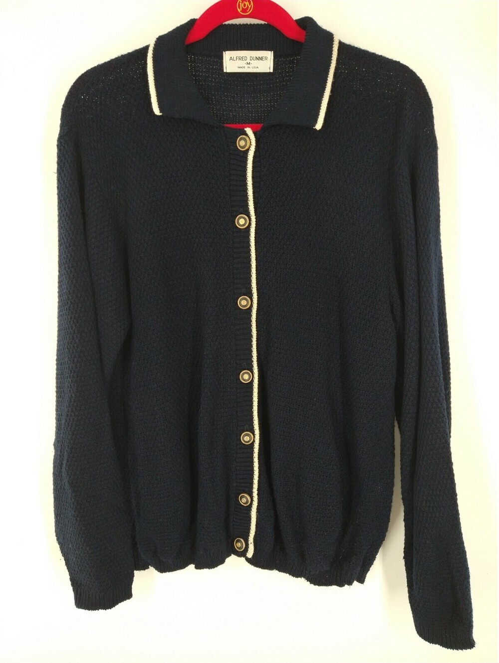 Alfred Dunner Women's Medium Button Up Sweater Navy Blue 039